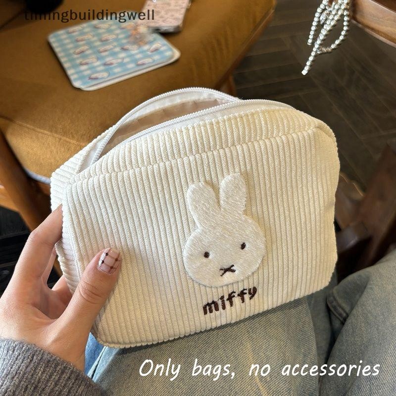 Twsg Cute Corduroy Miffy Rabbit Cosmetic Makeup Bag Large Capacity