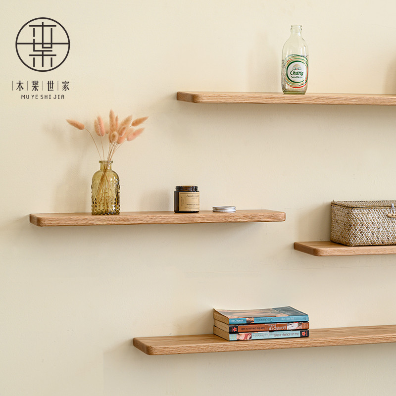 [48H Shipping] Oak Wood Floating Shelf Storage Rack Solid Wood ...