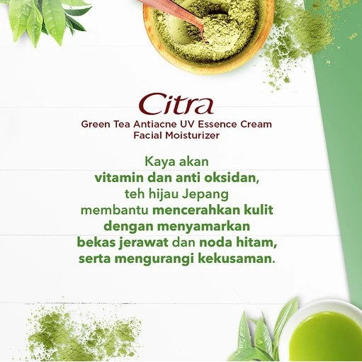 Citra Pearly White UV & Green Tea Antiacne Essence Cream 40gr / Merah Jingga Official - Gambar 3