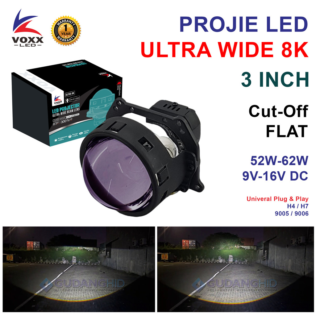 VOXX LED ULTRA 8K BiLED 3.0 Inch 62W Blue LENS Flat Cut-Off Projector ...