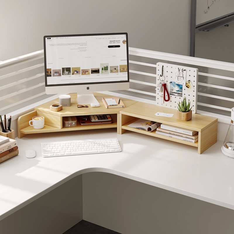 [48H Shipping] Desk Corner Shelf Computer Riser with Wire-Wrap Board ...