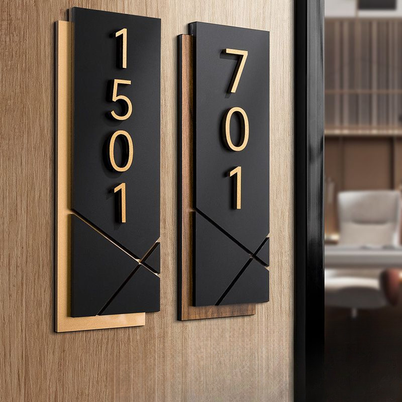 Black Gold unit number door number sign house unit number Acrylic Room ...