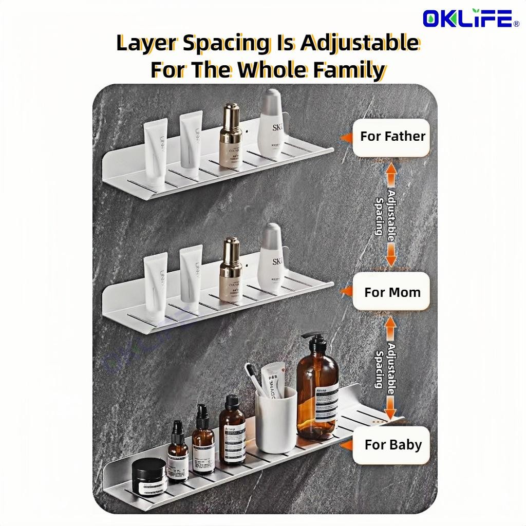 Wall-Mounted Faucet Cosmetic Storage Rack Mirror Front Shelf Punch-Free Bathroom Accessories view 7