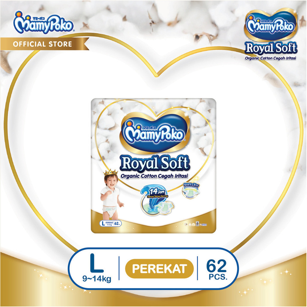 MamyPoko Royal Soft Organic Cotton - L 62 - Popok Tape