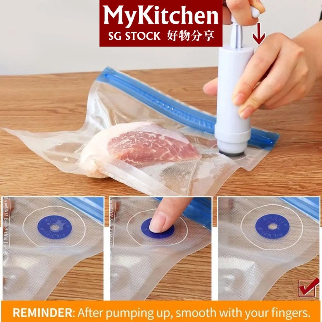 Storage Bags Food Saver Pump Mykitchen Reusable Vacuum Food