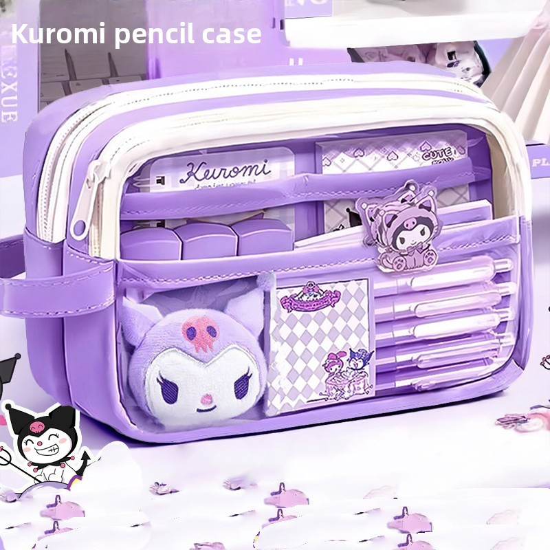 Large Capacity Transparent Waterproof Pencil Case with Kuromi