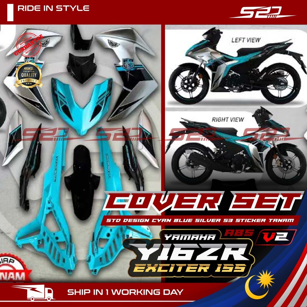 Cover Set VELOZI YAMAHA Y16ZR ABS Y16 Standard Design Cyan Blue Silver ...