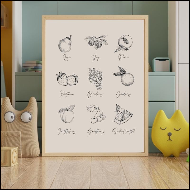 Fruit of the Spirit Bible Verse Wall Art Poster Galatians Scripture ...