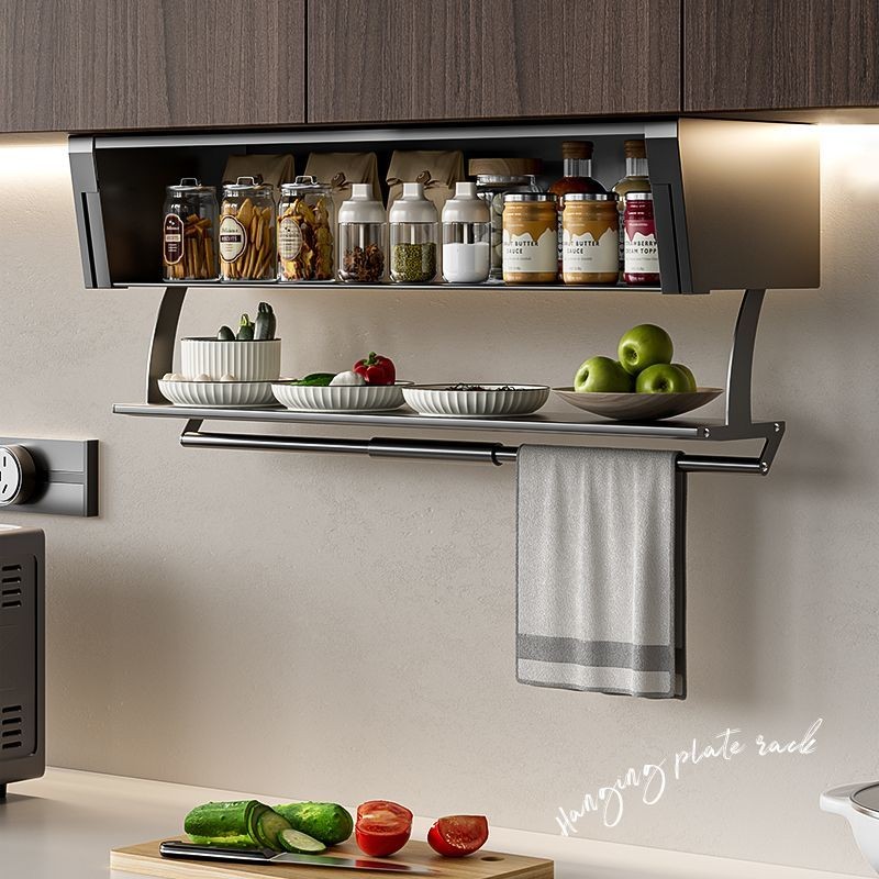 Storage Rack Drop-down Wall Cupboard Folding Storage Dish Rack Extra ...