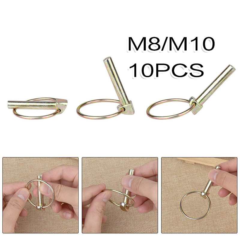 10Pcs Hanging Tractor Pin M8/M10 Loop Lock Ring Pin For Tractor ...