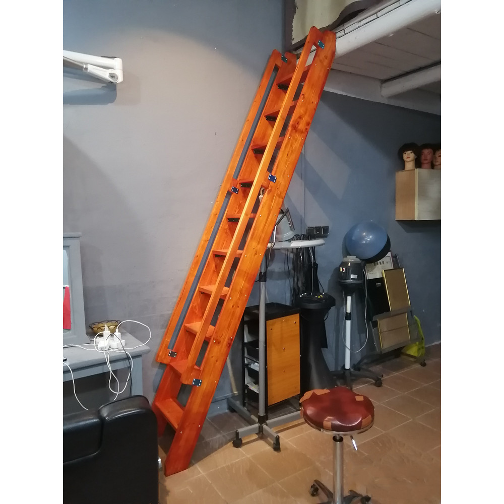 7K1Fixed Wooden Ladder Duplex Loft Stairs Indoor Straight Ladder Solid ...