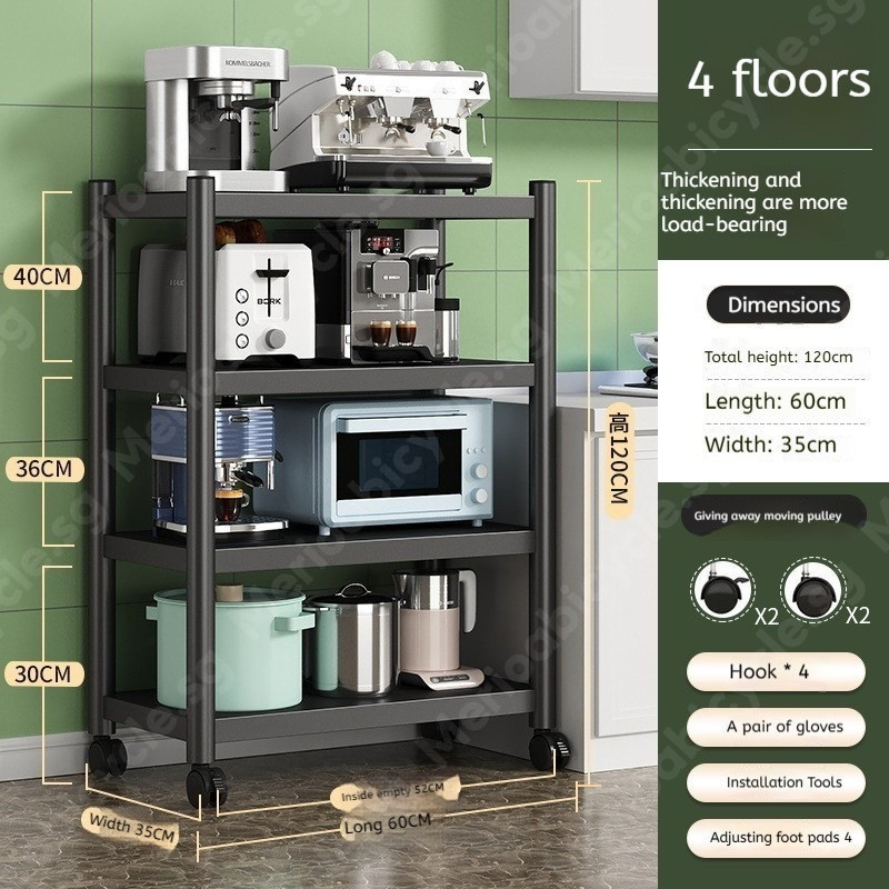Boltless Heavy Duty 1-5 Tiers Movable Kitchen Metal Rack Shelf Storage ...