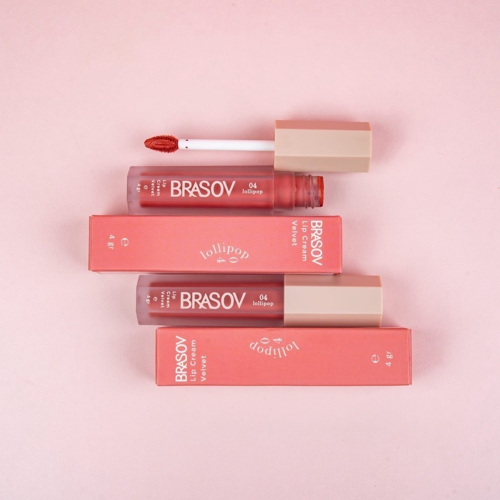 Brasov Lip Cream Velvet - Lip Cream / Merah Jingga Official - Gambar 4