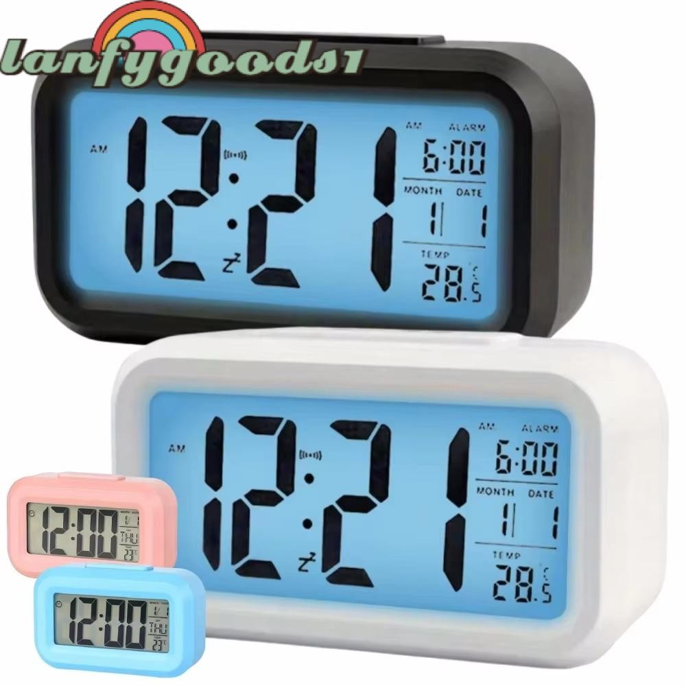 LANFYGOODS1 LED Digital Clock, LCD Display Led Light Digital Alarm ...