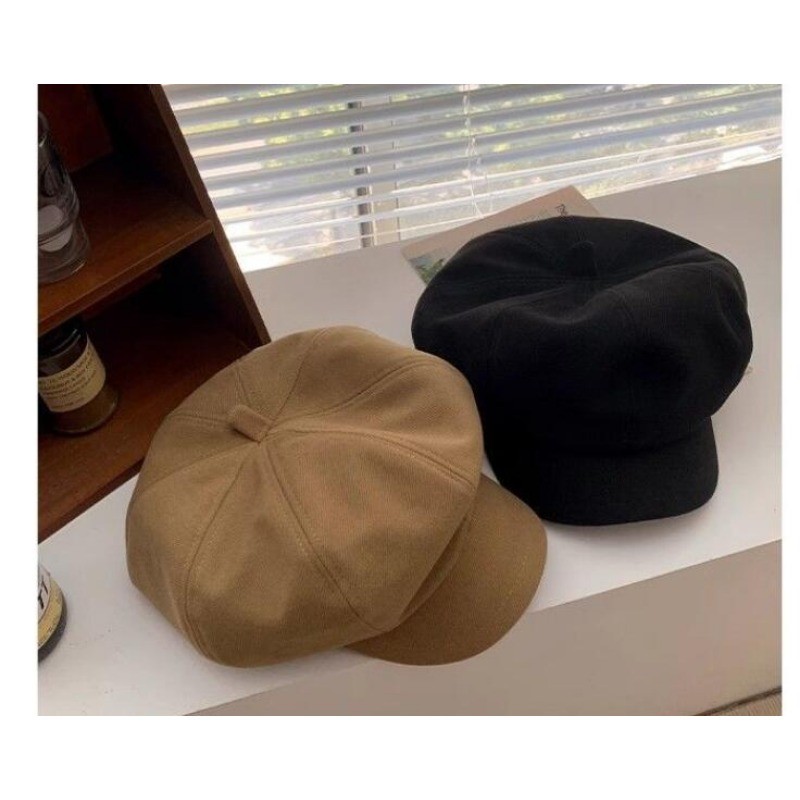 Solid Plain Octagonal Newsboy Cap Men Ladies Casual Wool Hat Winter ...