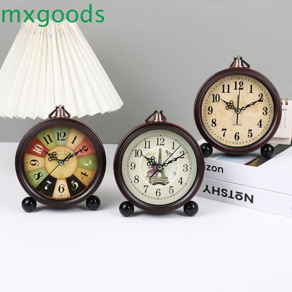 MXGOODS Battery Alarm Clock, Retro Metal Desk Quartz Clock, Reliable ...