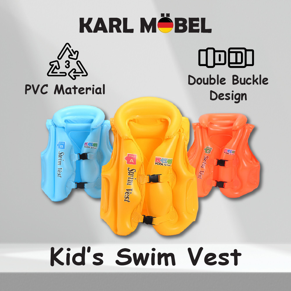 Kids Swimming Life Vest Jacket Inflatable Swimsuit Floatable Swim Pool ...