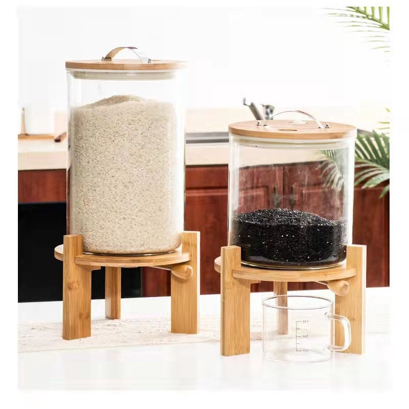 【SG Stock】5L 8L 10L glass rice dispenser rice jar storage container ...