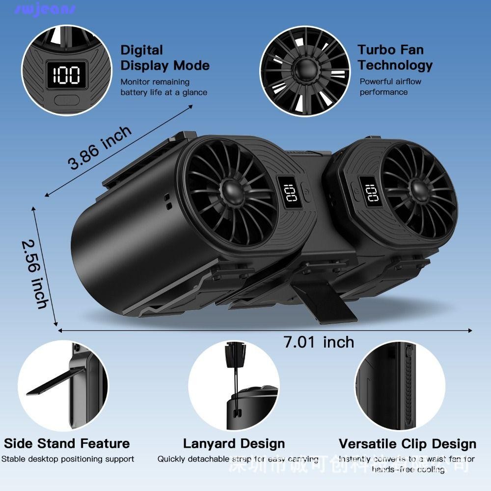 SWJEANS Split 2-in-1 Waist Hanging Fan, Dual Output Five Gear Wind ...