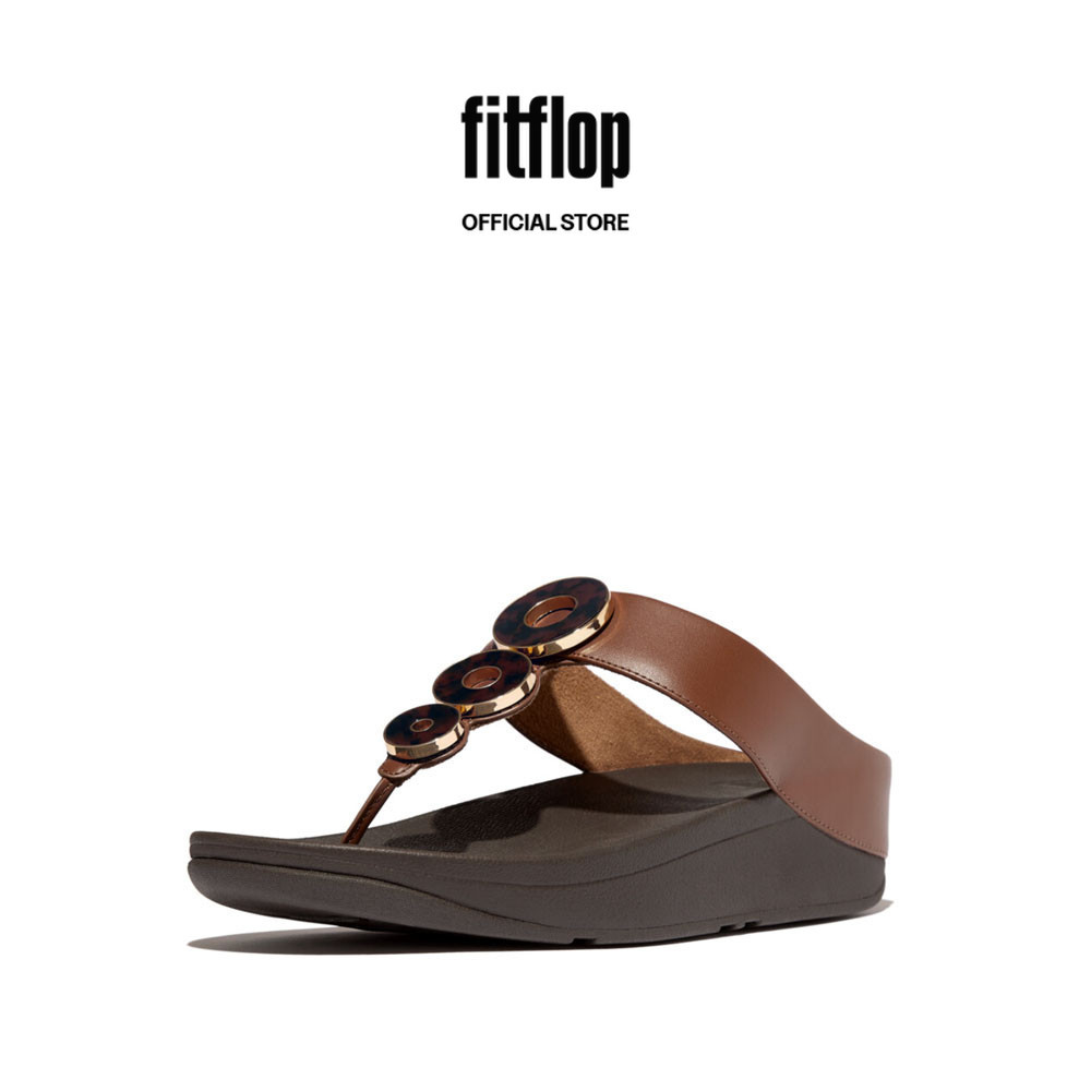 Fitflop Women Fino Resin-Hoop Leather Toe-Post Sandals |IB8-399| Midnight Navy main image 1