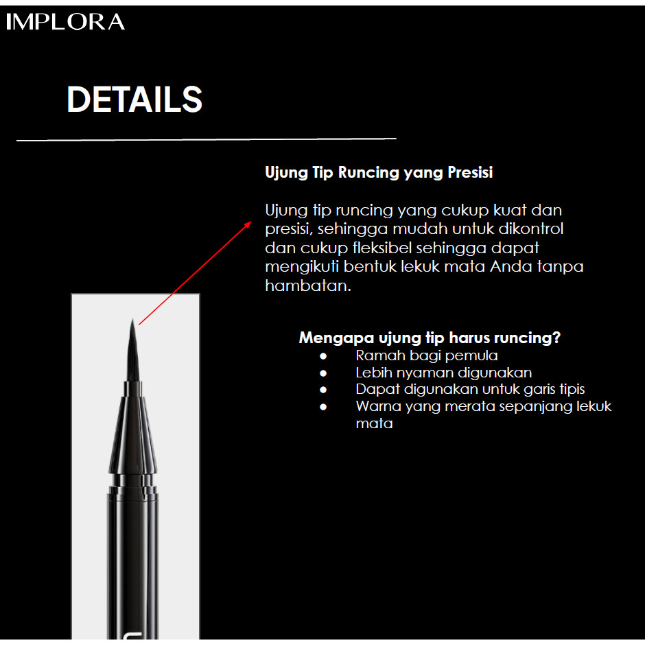 Implora URBAN Liquid Eyeliner New Quick Set Kemasan Card / Merah Jingga Official - Gambar 3