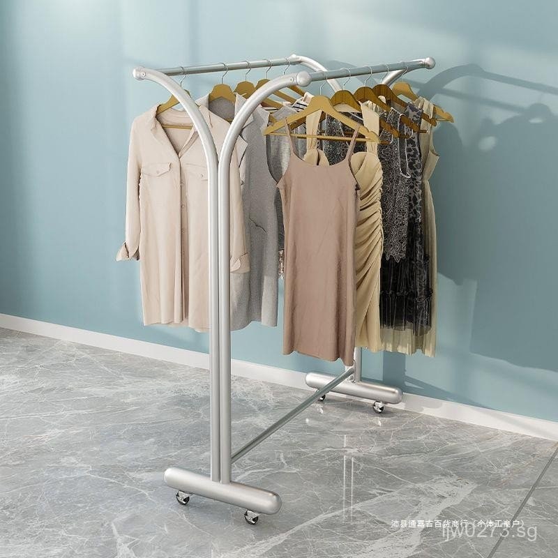Floor Rolling Island Double Bar Double Row Black Clothing Store Clothes ...
