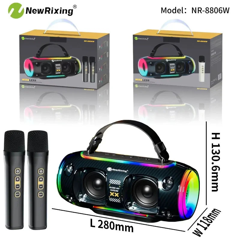 60W Transparent Portable RGB Light Rhythm Subwoofer Party Bluetooth ...