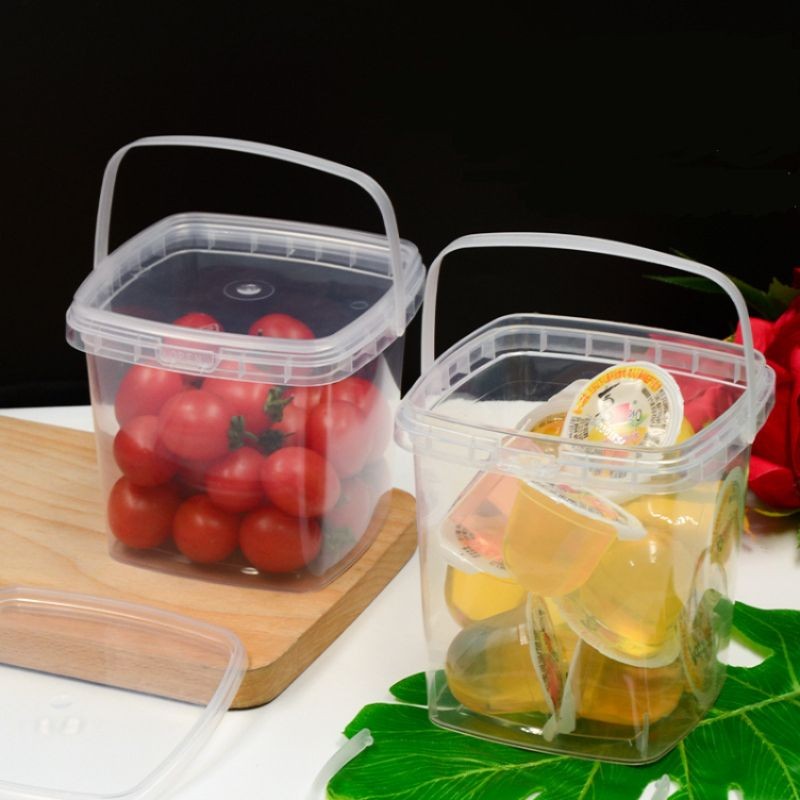 Transparent plastic multi-purpose storage bucket with lid and handle, 4 ...