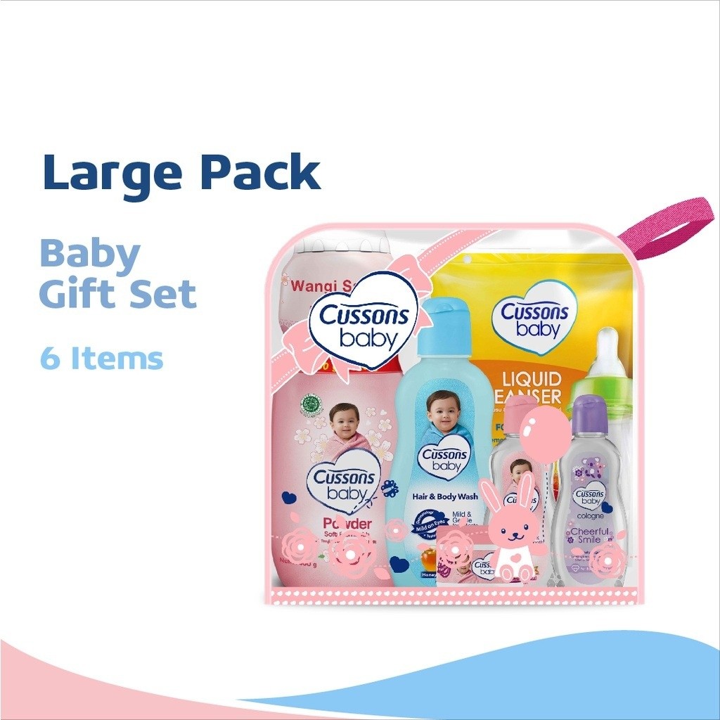 Cussons Baby Pack (Blue or Pink) - Gift Set - Paket Hadiah Bayi / Merah Jingga official - Gambar 4