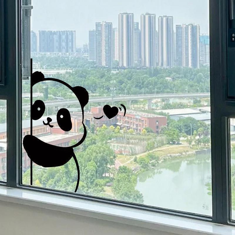 Cute Panda Side Stickers Glass Doors Windows Decorative Painting ...