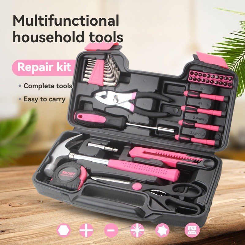 39 Pieces Pink Women's Tool Set Home Manual Screwdriver Repair Tool Set ...