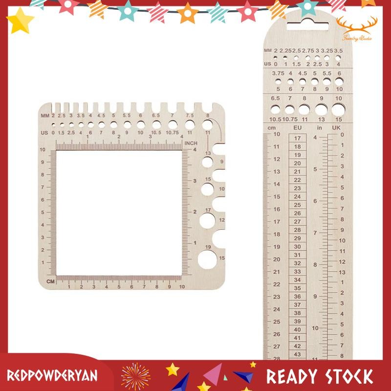 [] 2Pc Wood Knitted Gauge Rulers,Knitted Needle Gauge Fabric Quilting ...