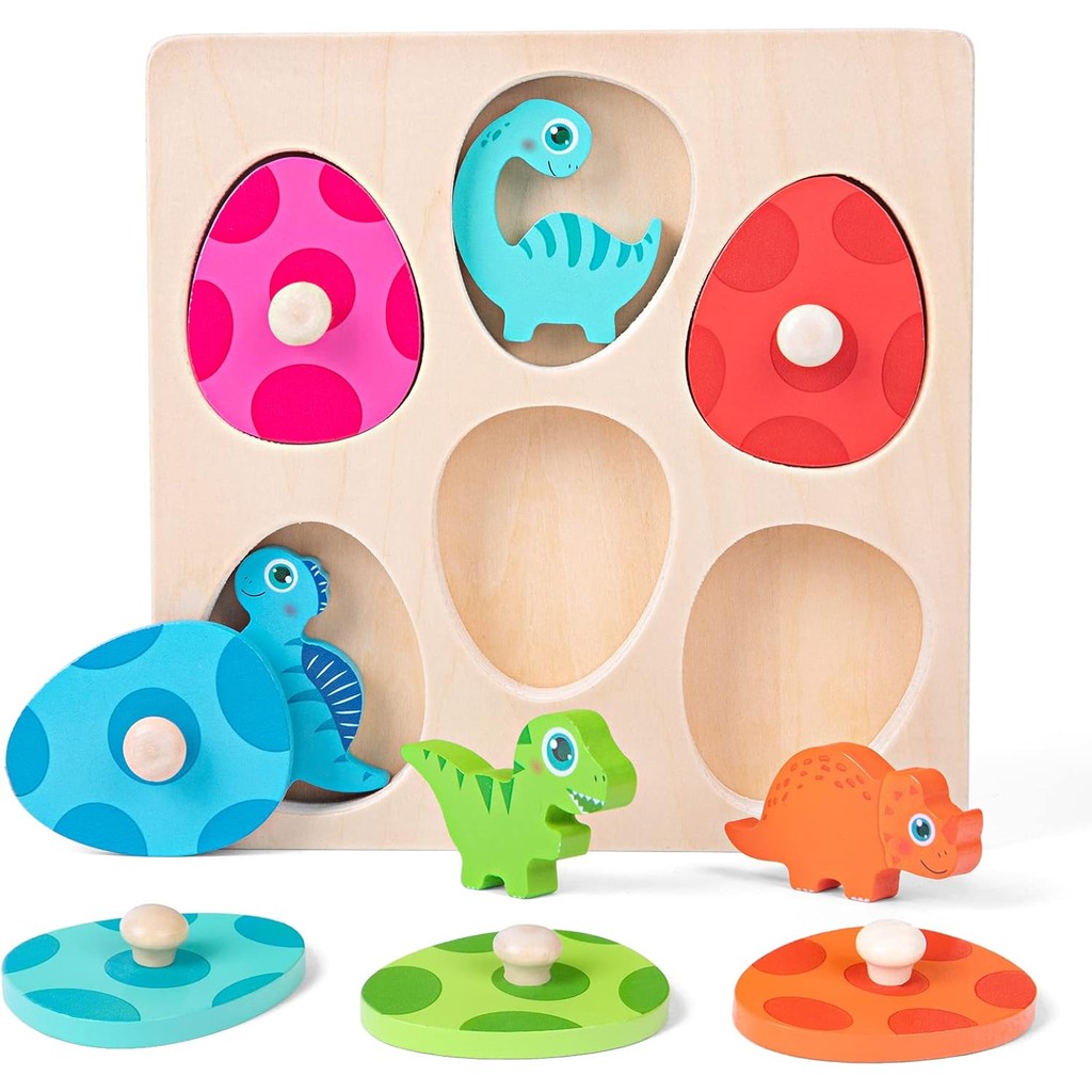Montessori Wooden Puzzle Suitable for Children aged 1-3, Dinosaur Egg ...