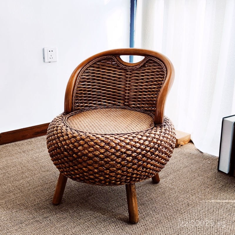 New Rattan Small Chair for Home Use, Single Rattan Chair, Low Stool ...