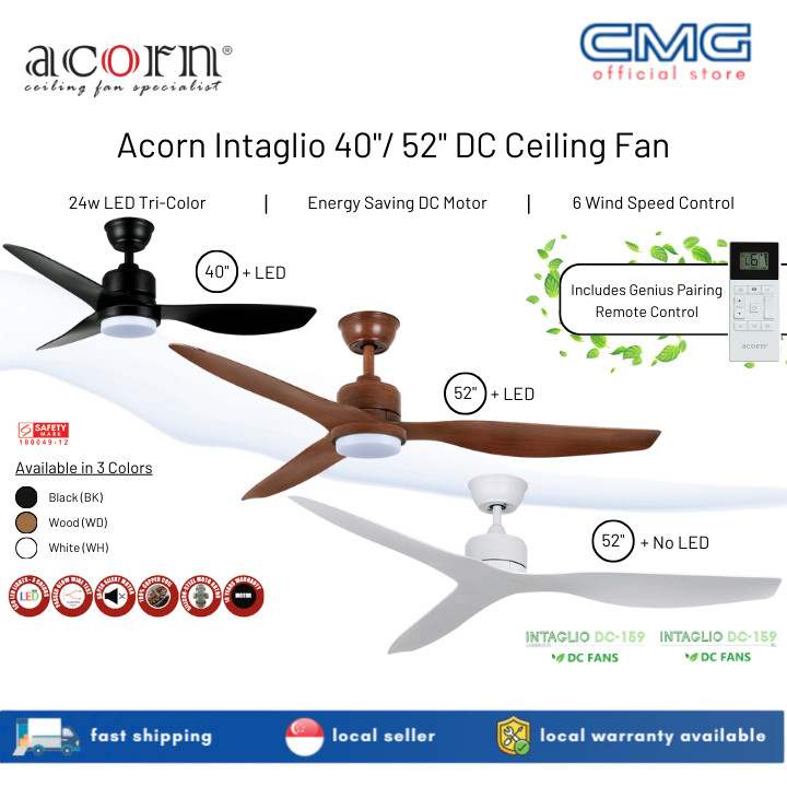 Acorn DC-159 Intaglio Downrod DC Motor Ceiling Fan 40