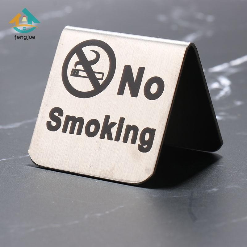 fengjue Stainless Steel No Smoking Sign Double-Sided Tabletop Warning ...