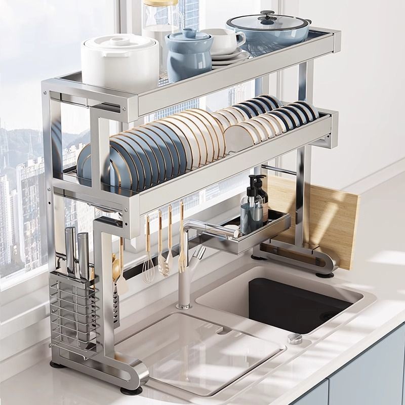 [in stock] 304Stainless Steel Kitchen Sink Rack Dish Storage Drainer ...