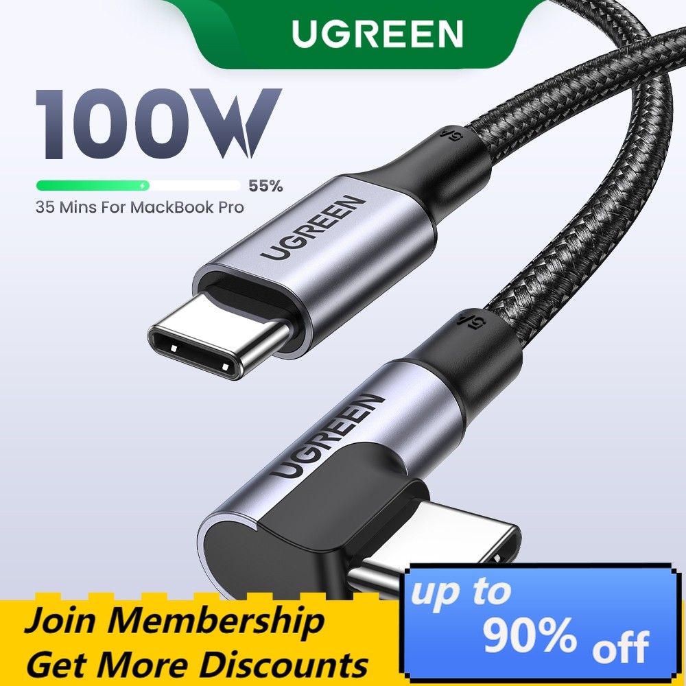 UGREEN 100W 5A USB C To USB C Cable Right Angle PD Fast Charge Type C 90 Degree Power Data Cableph I4086550518 - View #8