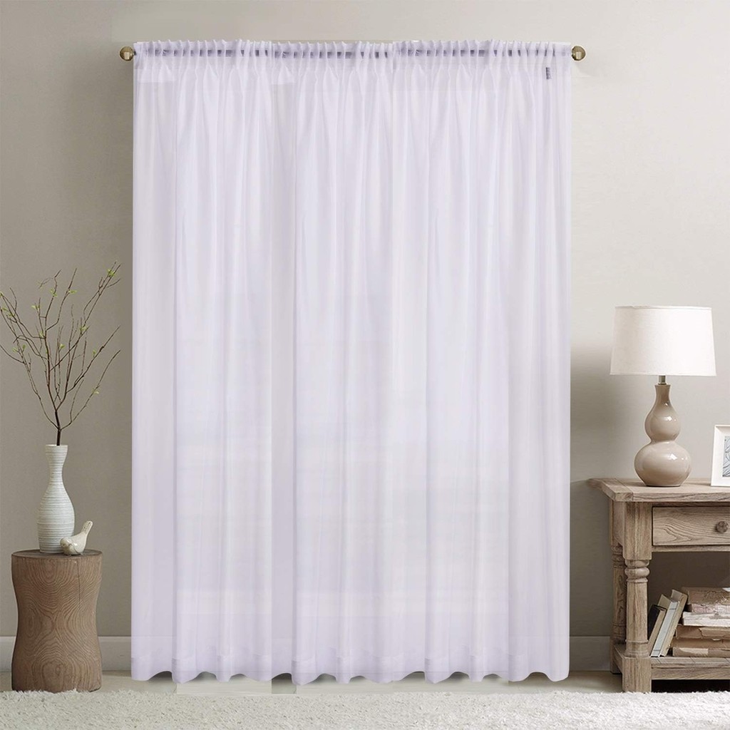 pure voile extra wide tape top sheer curtain (1 Panel) voile-snow white ...