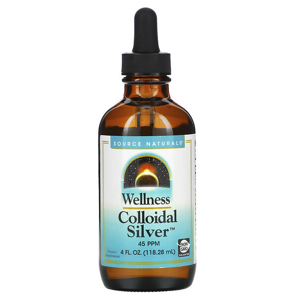 Source Naturals, Wellness Colloidal Silver, 45 PPM, 4 fl oz (118.28 ml ...