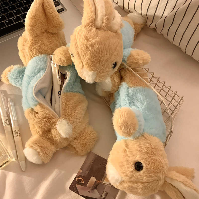 Creative Plush Rabbit Pencil Case Cute Large Capacity Stationery ...