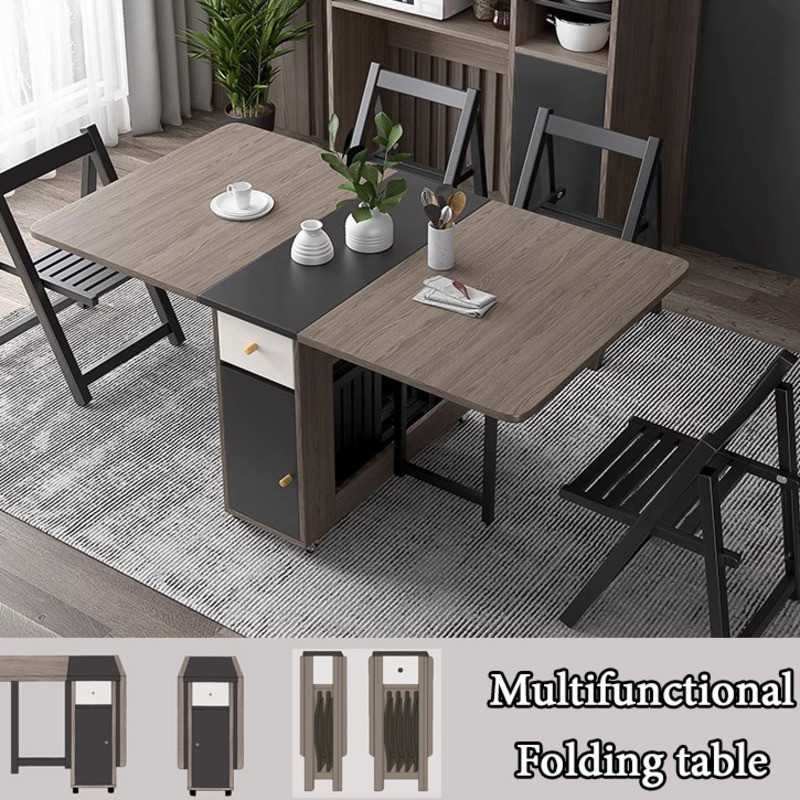 Folding Table Foldable Dining Table Set With Storage In 2 Colors ...