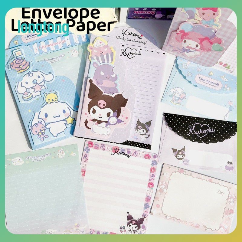 LT Sanrio Hello Kitty Envelope Letter Paper Set Cute My Melody Kuromi ...