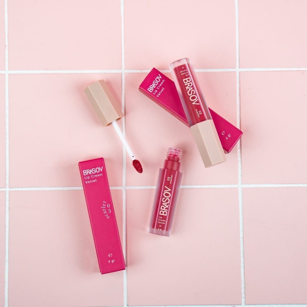 Brasov Lip Cream Velvet - Lip Cream / Merah Jingga Official - Gambar 3
