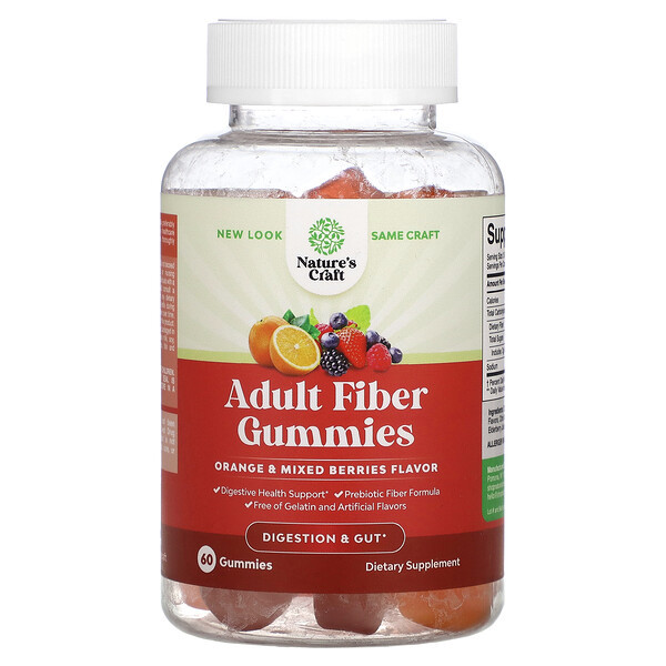 Natures Craft, Adult Fiber Gummies, Orange and Mixed Berries, 60 ...