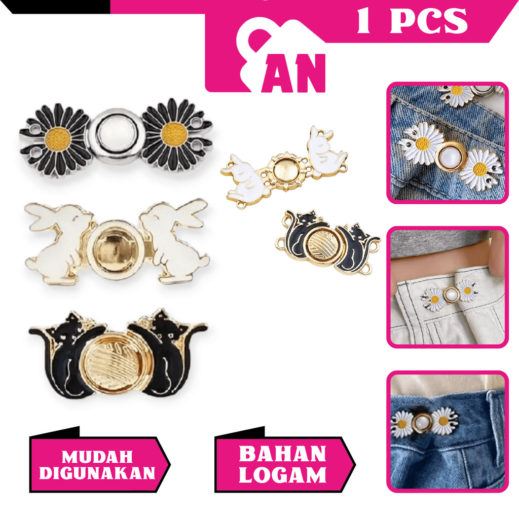 1PCS Kancing Celana Jeans Ajaib Motif Aksesoris Tambahan Pengait Pakaian Kebesaran Karakter Lucu Adjustable A080