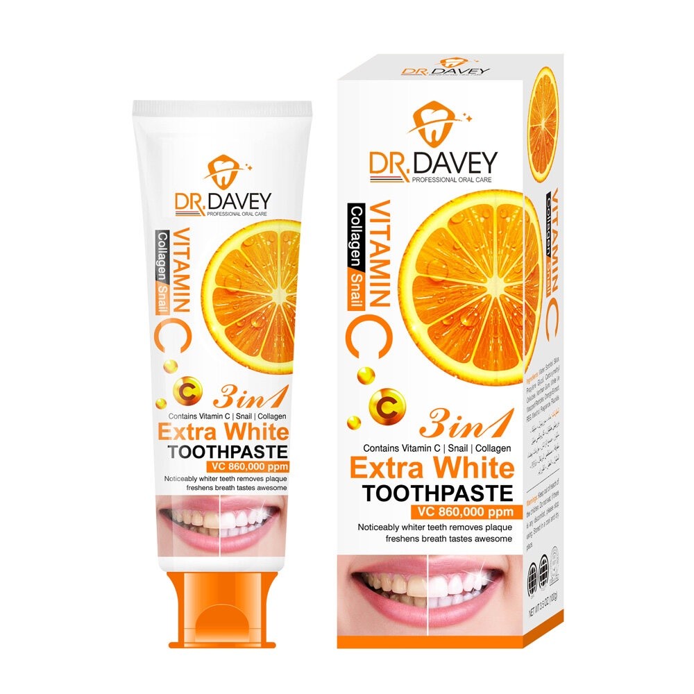 DR.DAVEY 3 in 1 white toothpaste contains vitamin c Snail Collagen ...