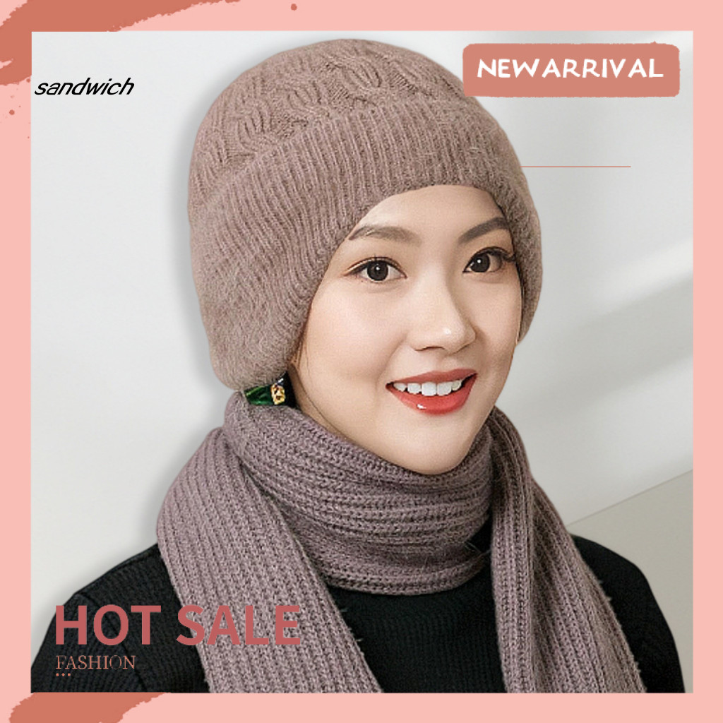 Sand Thermal Hat And Scarf Elastic Winter Wear Beanie Cozy Winter Hat 