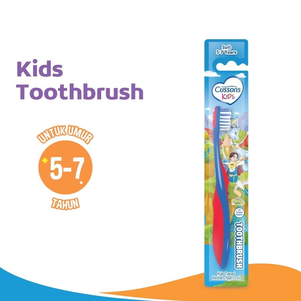 Cussons Kids Toothbrush - Sikat Gigi Anak 5-7 Tahun / Merah Jingga Official - Gambar 2