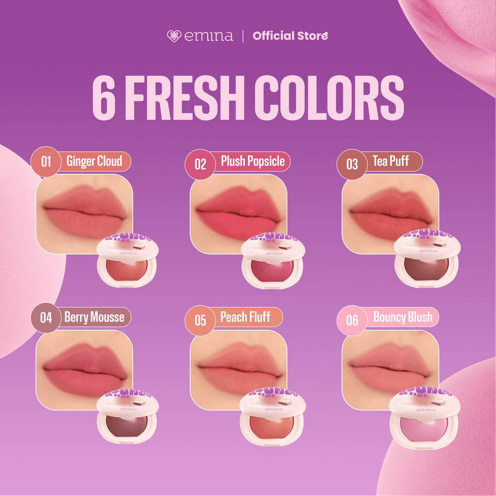 Emina Bouncy Tint 3 in 1 Lip Cheek, Eye Blurry Lip Color SPF 15 PA+++ / Merah Jingga Official - Gambar 3